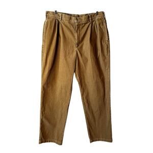 Vintage 90s Savane Mens Corduroy Pleated Front Pants Tan 38x32 Classic Workwear